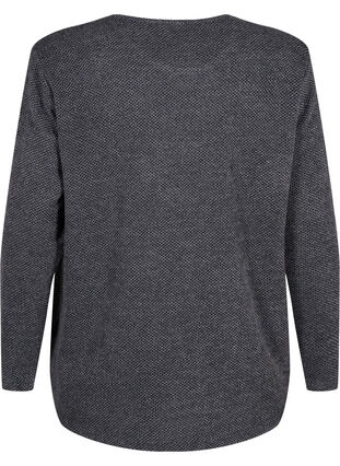 Melange Bluse mit rund um den Neck und langen Ärmel, Dark Grey, Packshot image number 1
