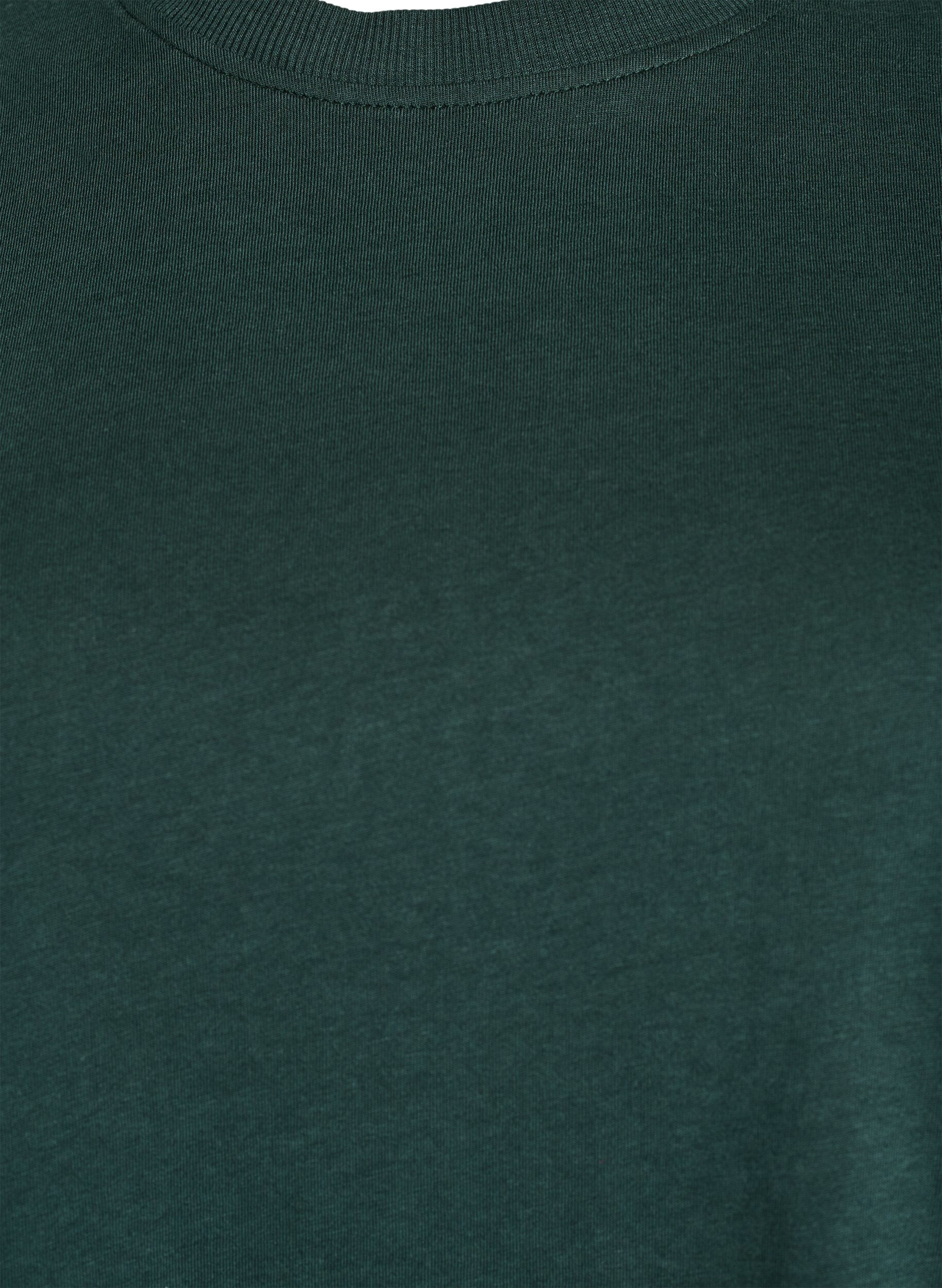 Zizzi Basic T-Shirt aus Baumwolle mit Rundhalsausschnitt, Gr&uuml;n, Packshot image number 2