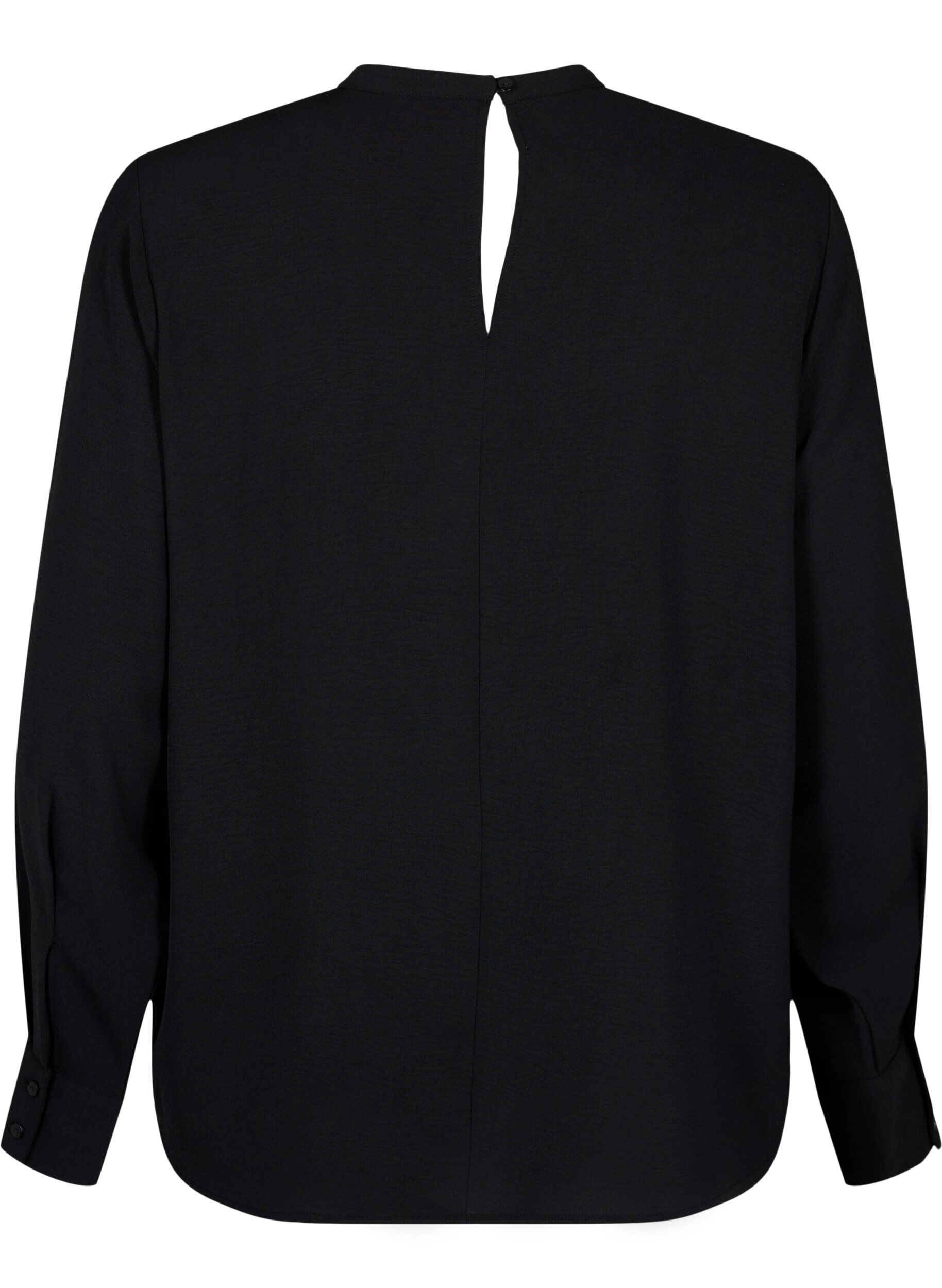 Zizzi Bluse mit Spitzendetail, Black, Packshot image number 1