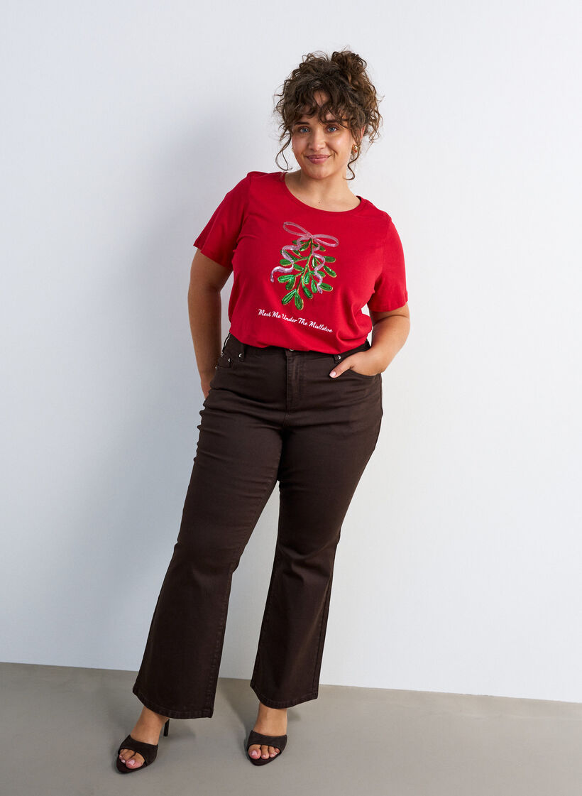 Weihnachts-T-Shirt aus Bio-Baumwolle, Rot, Model image number 1
