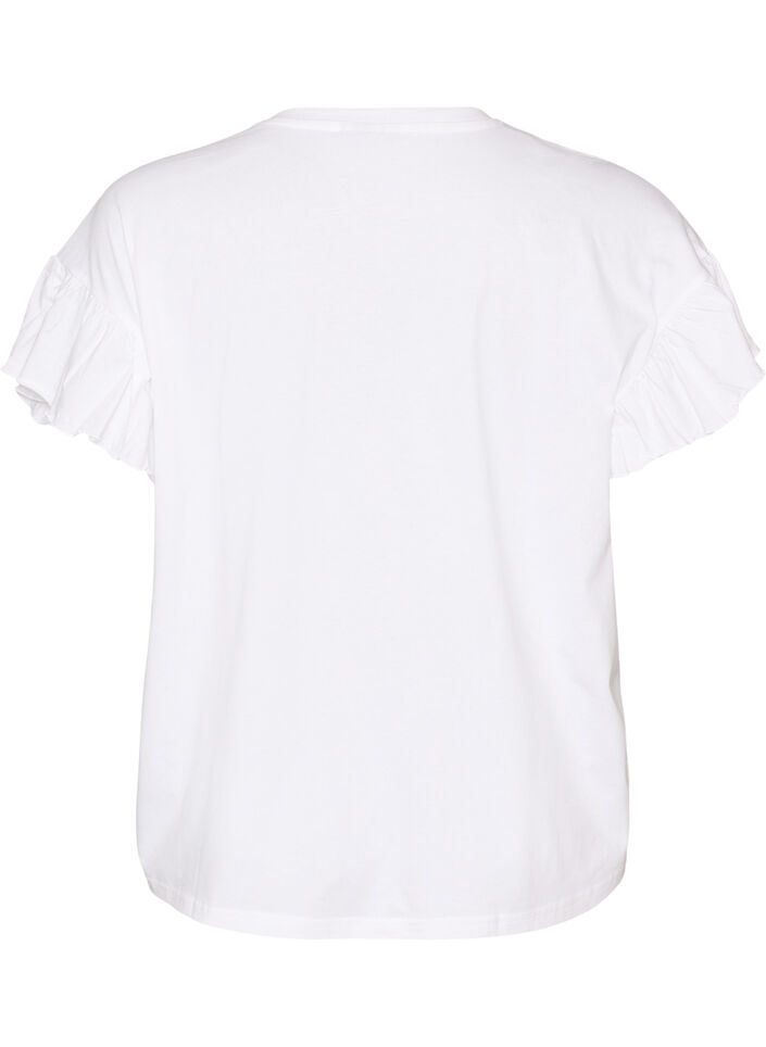 T-Shirt aus Bio-Baumwolle mit R&uuml;schen&auml;rmeln, Wei&szlig;, Packshot image number 1