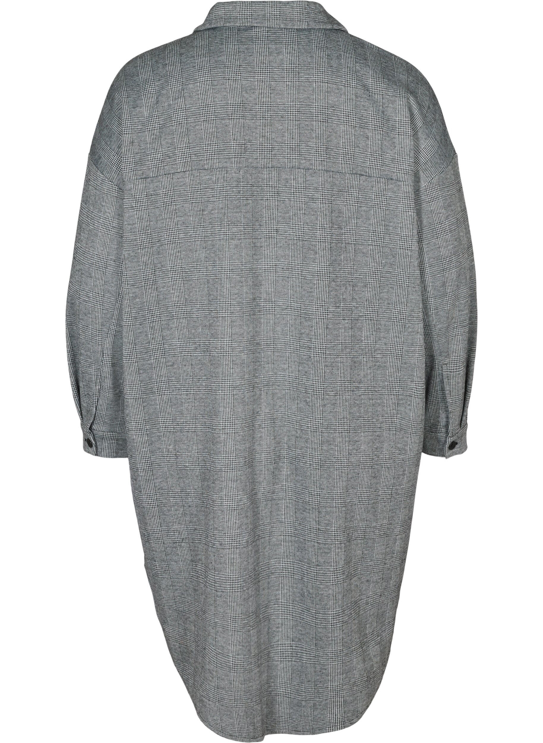 Zizzi Lange, karierte Hemdbluse mit Brusttaschen, Black Check , Packshot image number 1