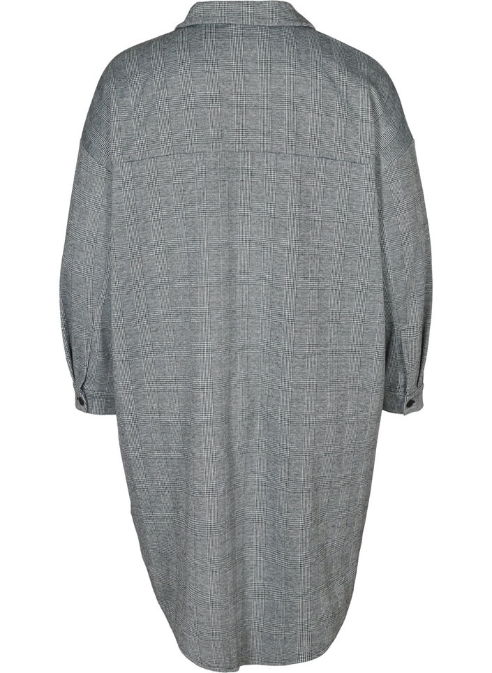 Lange, karierte Hemdbluse mit Brusttaschen, Black Check , Packshot image number 1