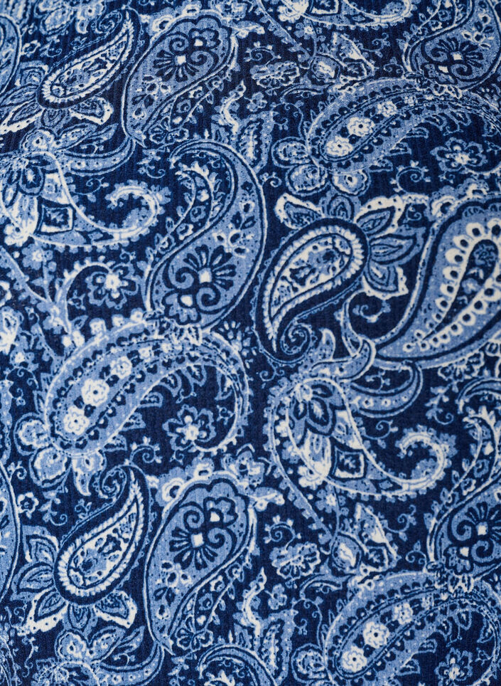 Gemusterte Bluse mit kurzen &Auml;rmeln, Blau, Packshot image number 2