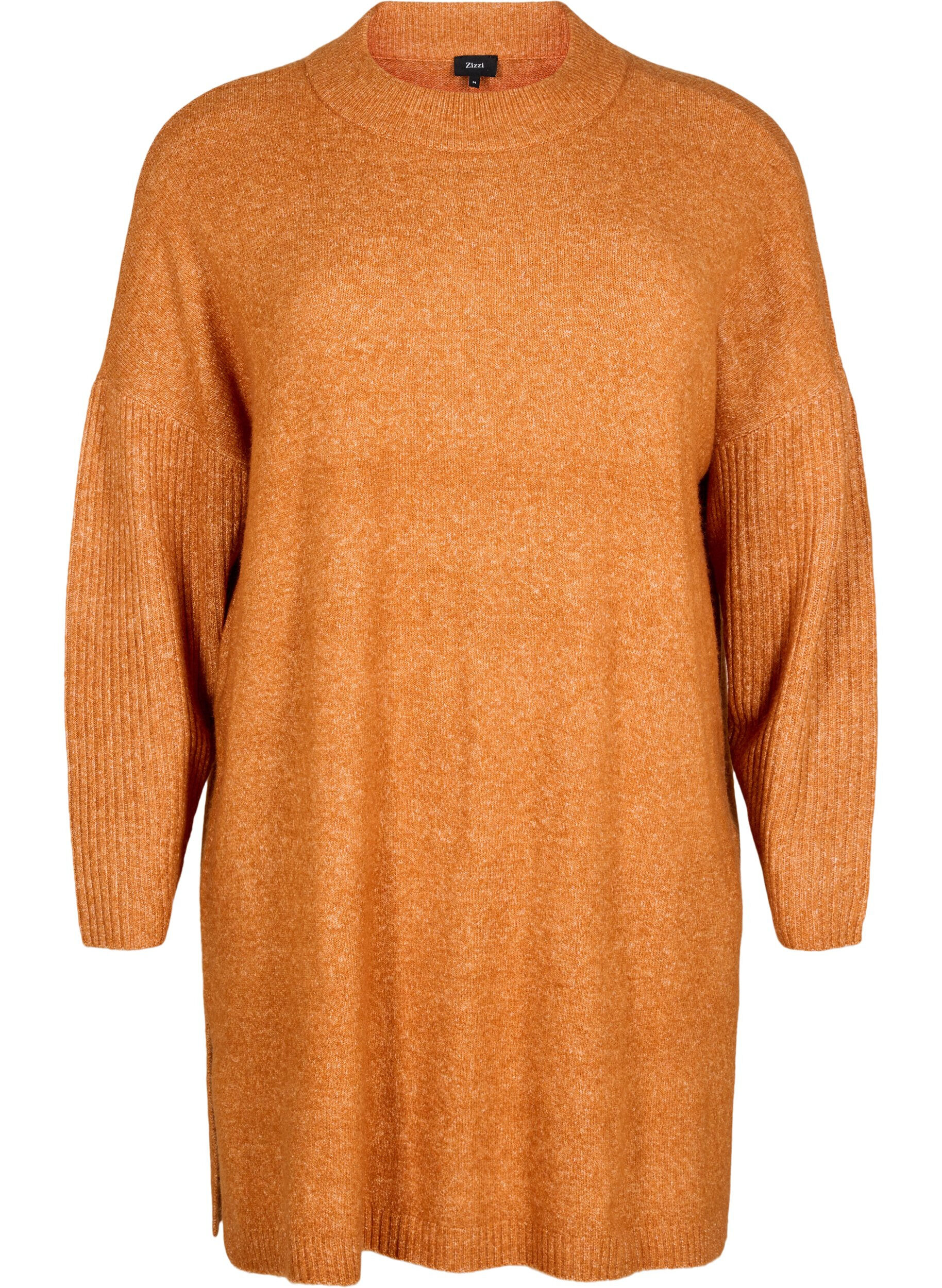 Zizzi Lange Strickbluse mit langen &Auml;rmeln, Autumnal Mel., Packshot image number 0