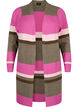Lange Strickjacke mit breiten Streifen, Pink, Packshot image number 0