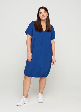 Kurzarm Kleid aus Baumwolle, Twilight Blue, Model image number 2