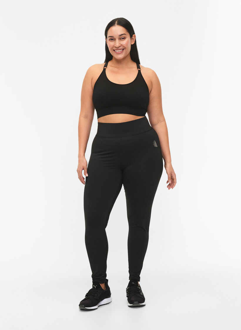 Seamless Sport-BH in Ripp-Qualität, Black, Model image number 3