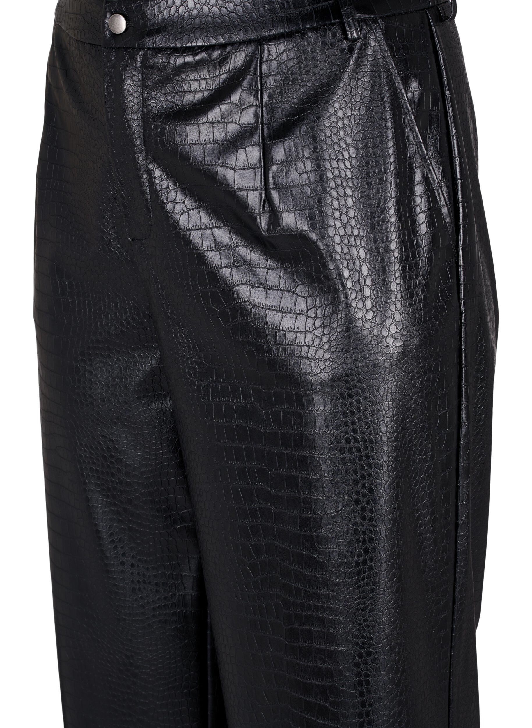 Zizzi Kunstlederhose mit Weite, Black, Packshot image number 2