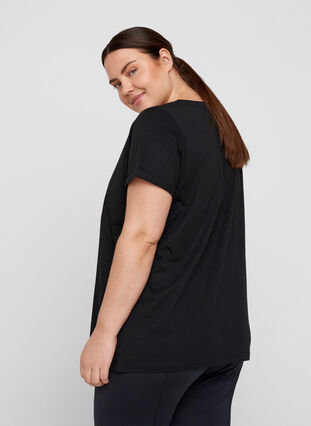 Trainings-T-Shirt aus Baumwolle mit Aufdruck, Black Keep, Model image number 1