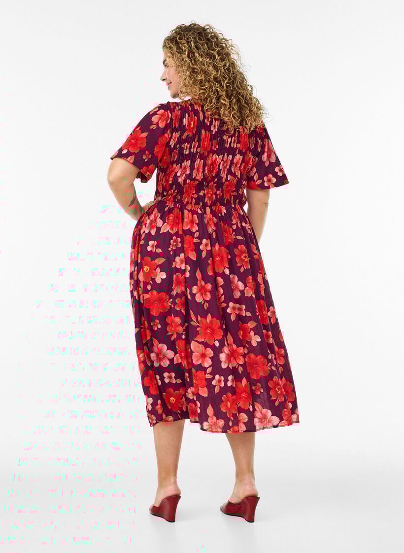 Kleid mit Smock und Blumenprint, Lila, Model image number 1