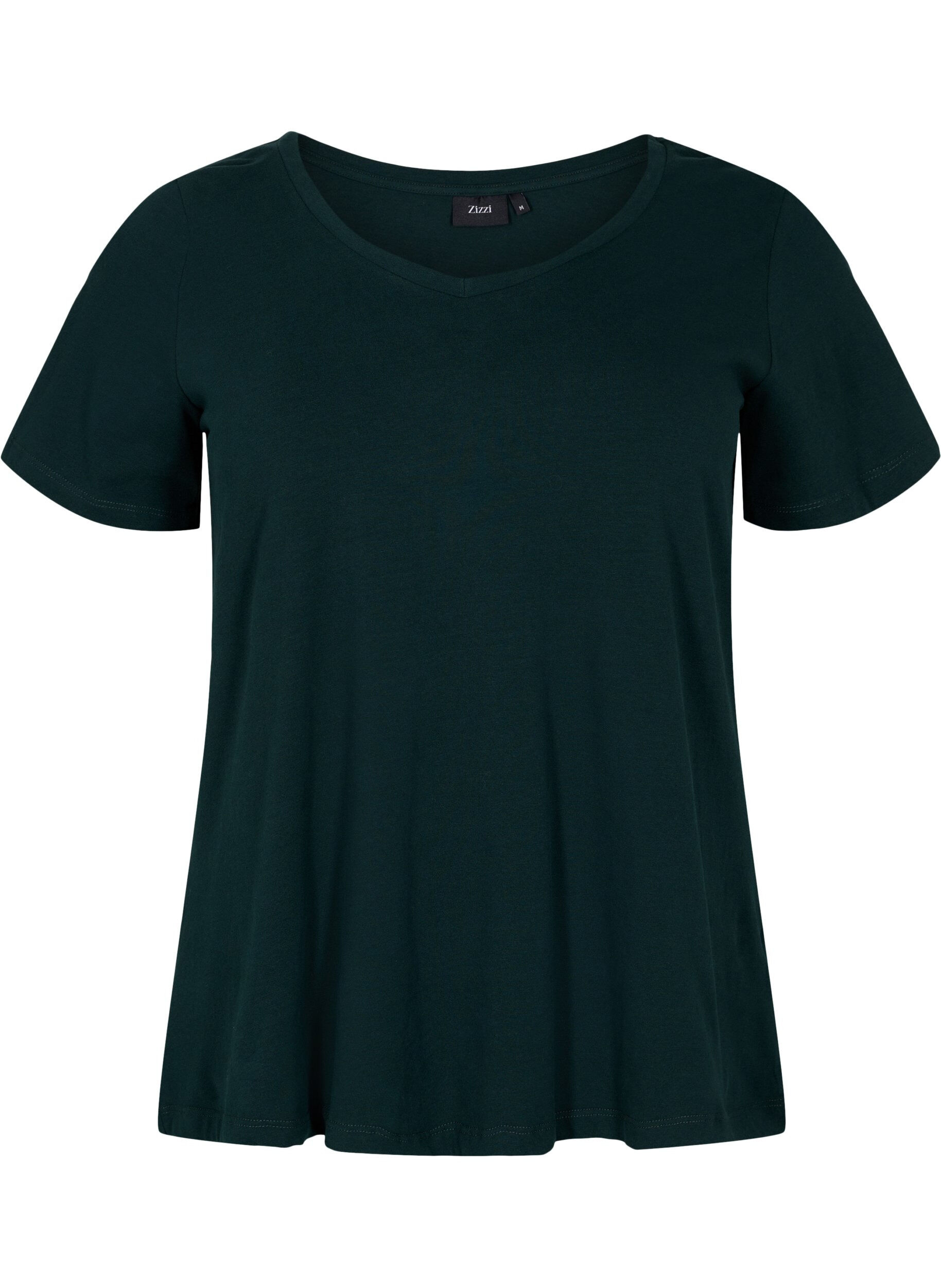 Zizzi Einfarbiges basic T-Shirt aus Baumwolle, Gr&uuml;n, Packshot image number 0