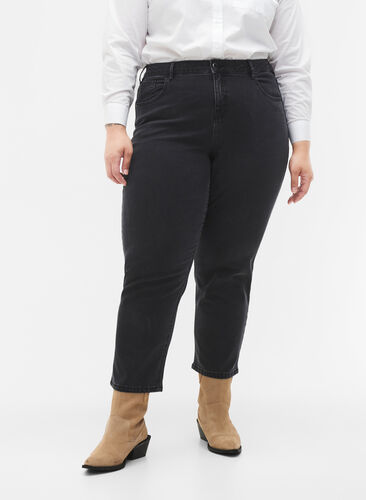 Geschnittene Vera Jeans mit geradem Schnitt, Black, Model image number 2