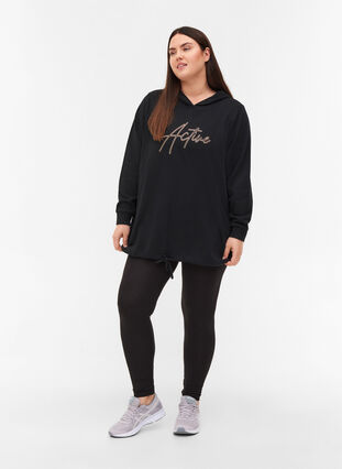 Sweatshirt mit Kapuze und verstellbarer Taille, Black, Model image number 2