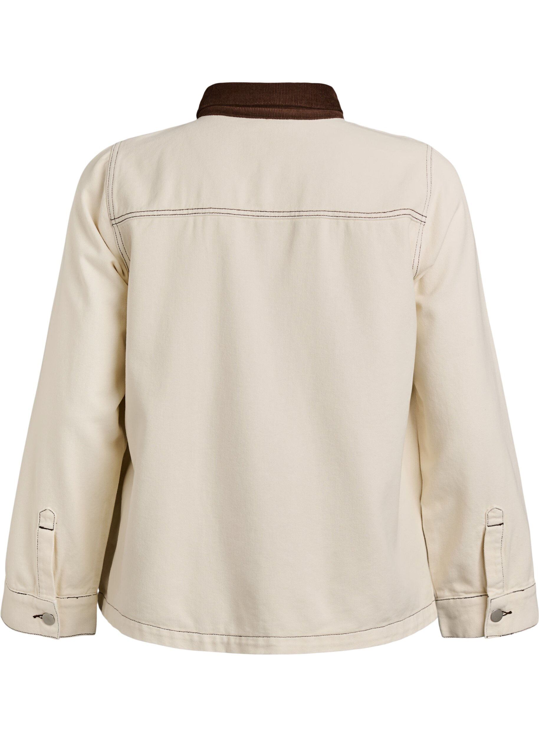 Zizzi Farbige Jeansjacke mit Kontrastkragen, Vanille, Packshot image number 1