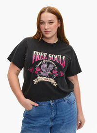 organisches Cotton T-Shirt mit Eagle Mostly, Grey Free Souls, Model