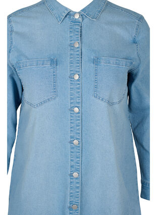 Jeanskleid mit Fransen und Knopfverschluss, Light blue denim, Packshot image number 2
