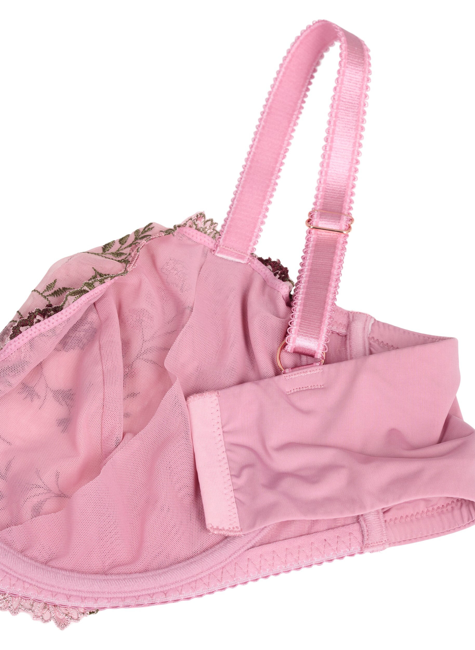 Zizzi Balconette-BH mit gestickten Bl&uuml;ten, Rot, Packshot image number 3