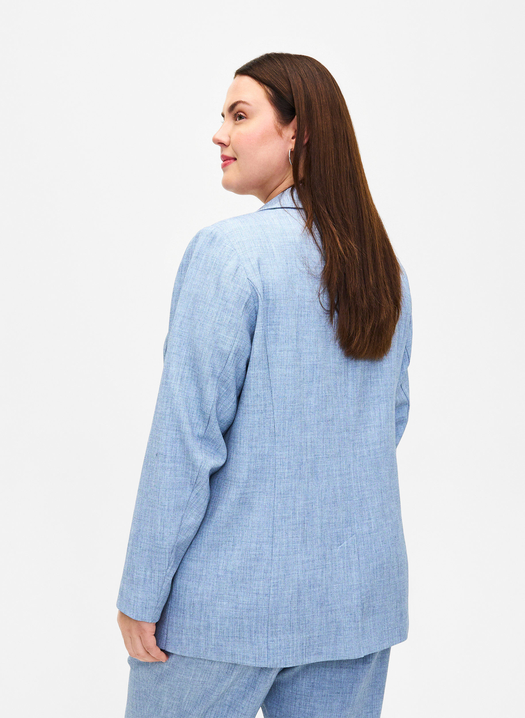 Zizzi Melierter Blazer mit Knopfverschluss, Infinity , Model image number 1