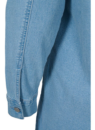 Jeanskleid mit Fransen und Knopfverschluss, Light blue denim, Packshot image number 3