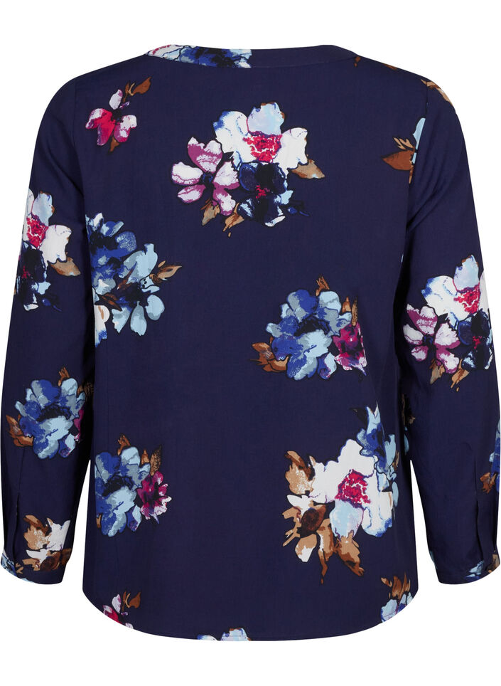 FLASH - Lang&auml;rmelige Bluse mit Print, Big Blue Flower, Packshot image number 1