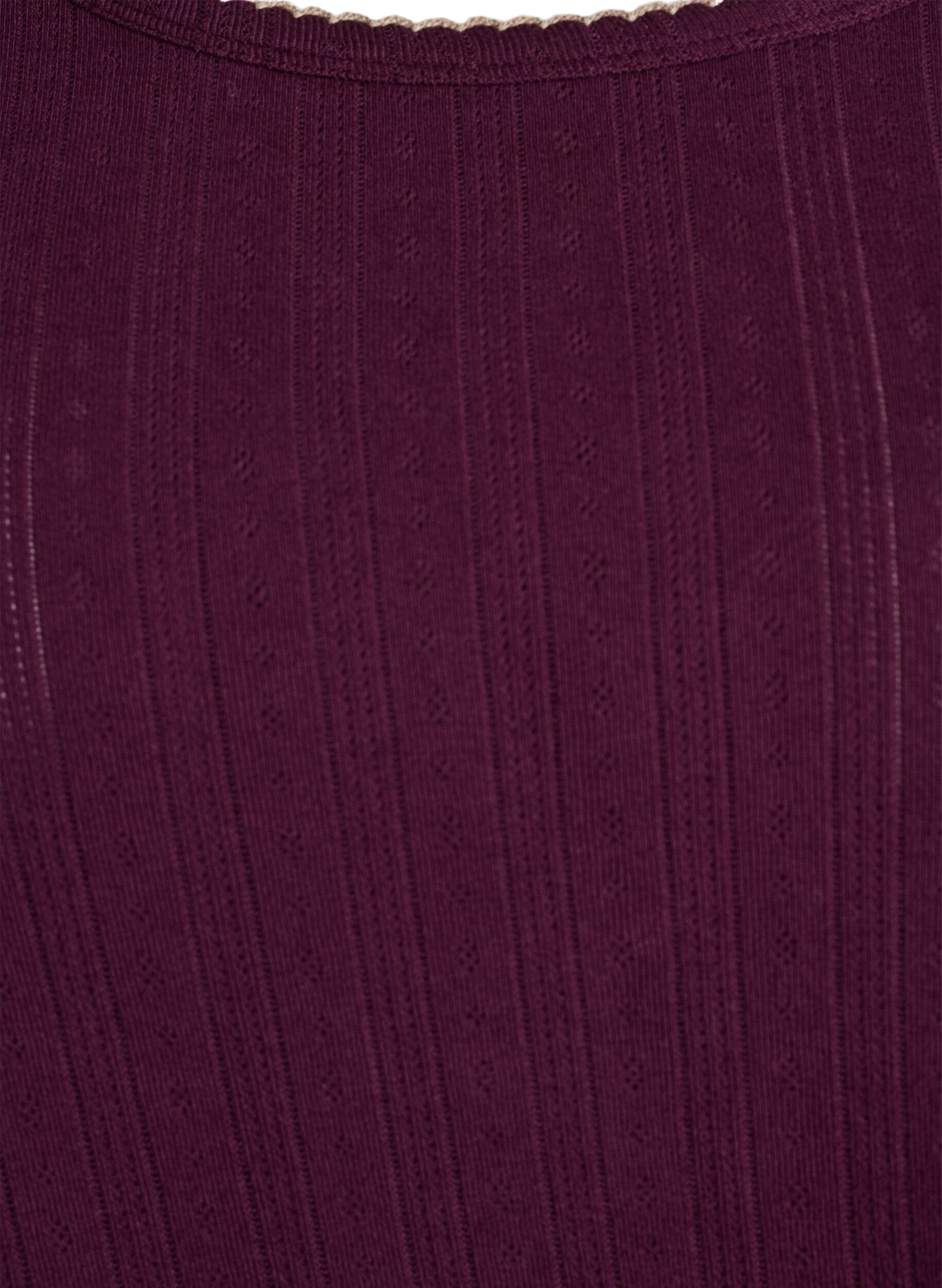 ZizziPyjamaoberteil aus Bio-Baumwolle mit Lochstickerei, Dunkles Bordeaux, Packshot image number 2