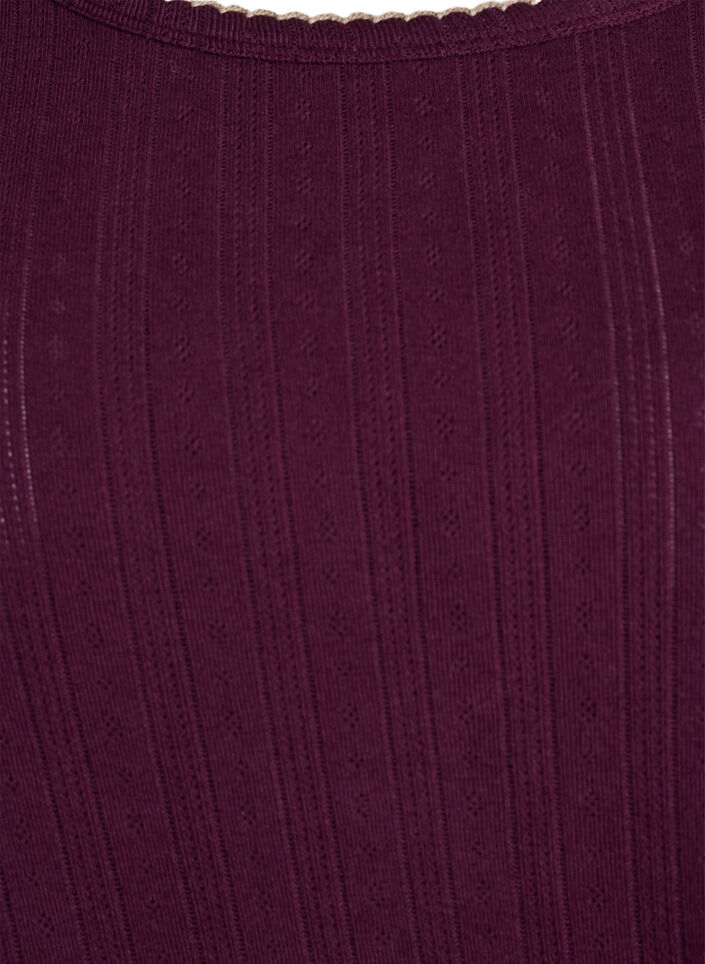 Pyjamaoberteil aus Bio-Baumwolle mit Lochstickerei, Dunkles Bordeaux, Packshot image number 2