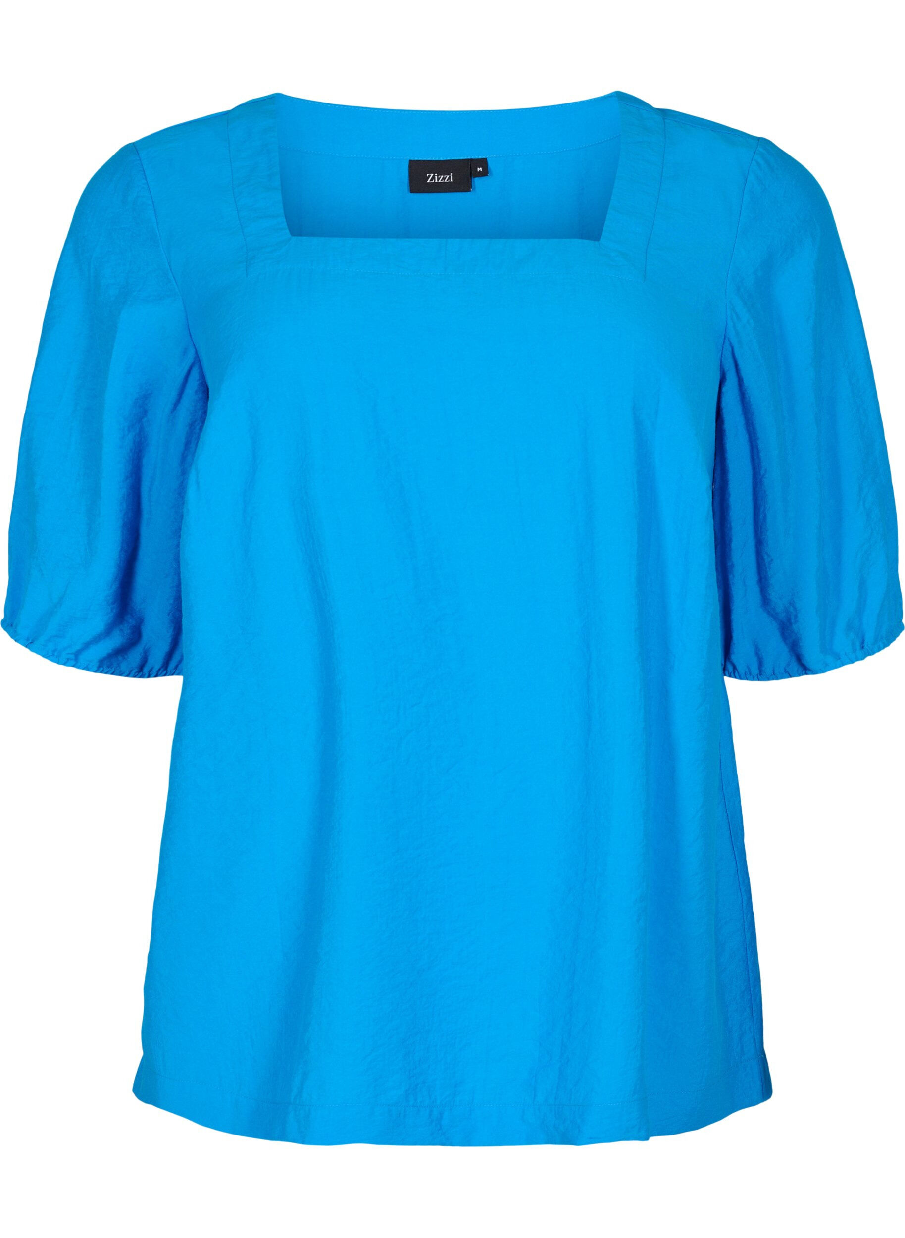 Zizzi Bluse mit Ballon&auml;rmeln, Indigo Bunting, Packshot image number 0