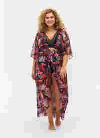 Strand-Kimono mit Print, Leaf AOP, Model
