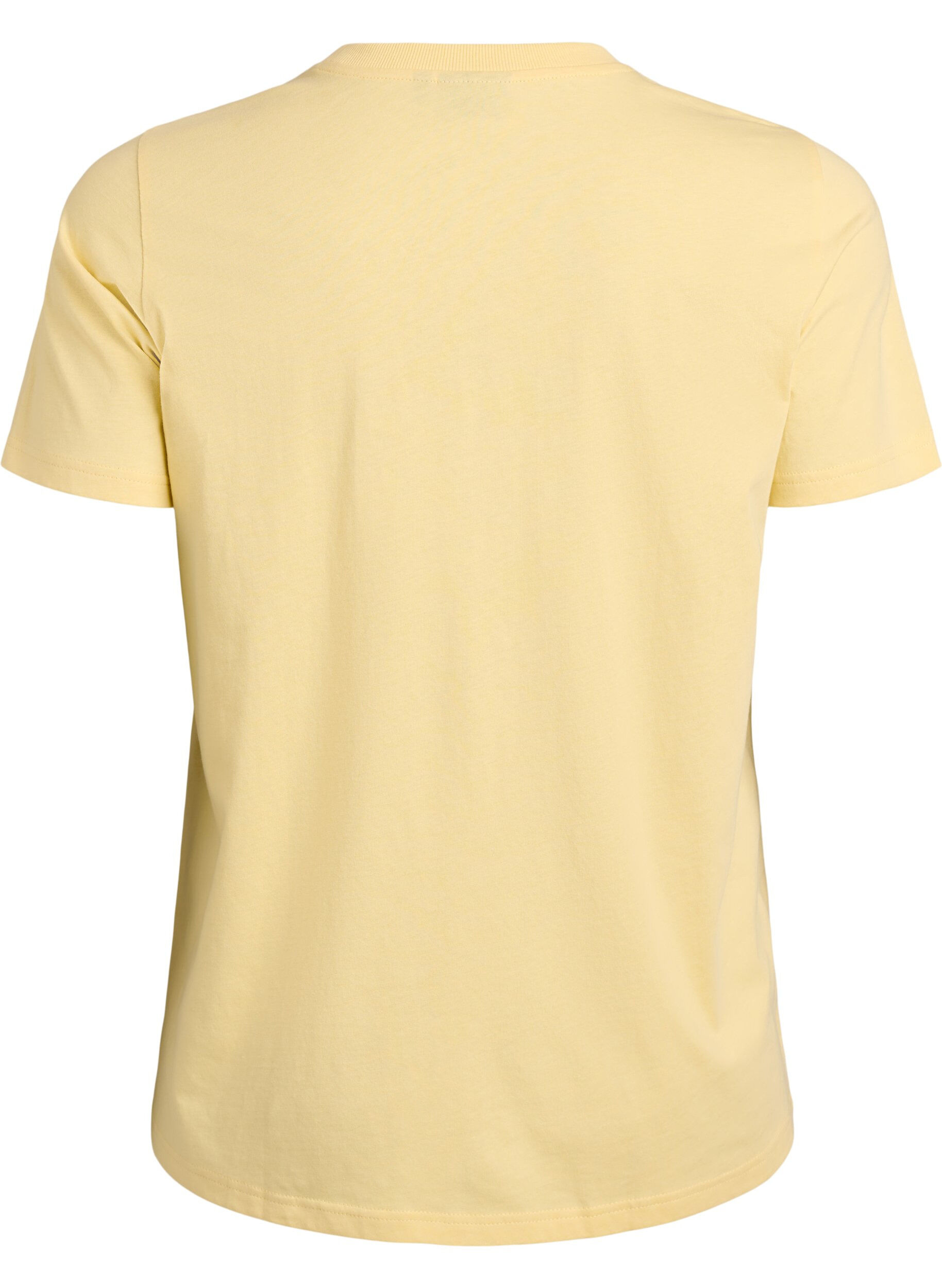 Zizzi Basic-T-Shirt aus Baumwolle mit Rundhalsausschnitt, Gelb, Packshot image number 1