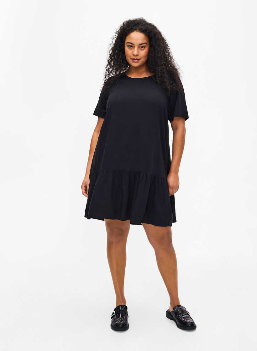 Kleid aus Viskose mit Schnittlinie, Schwarz, Model image number 1
