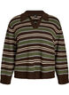 Strickbluse mit Streifen und Polokragen, Braun, Packshot image number 0