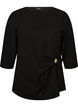 Bluse mit asymmetrischer Drapierung und 3/4-&Auml;rmeln, Schwarz, Packshot image number 0
