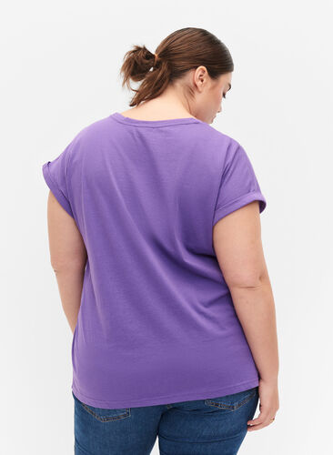 Kurzärmeliges T-Shirt aus einer Baumwollmischung, Deep Lavender, Model image number 1