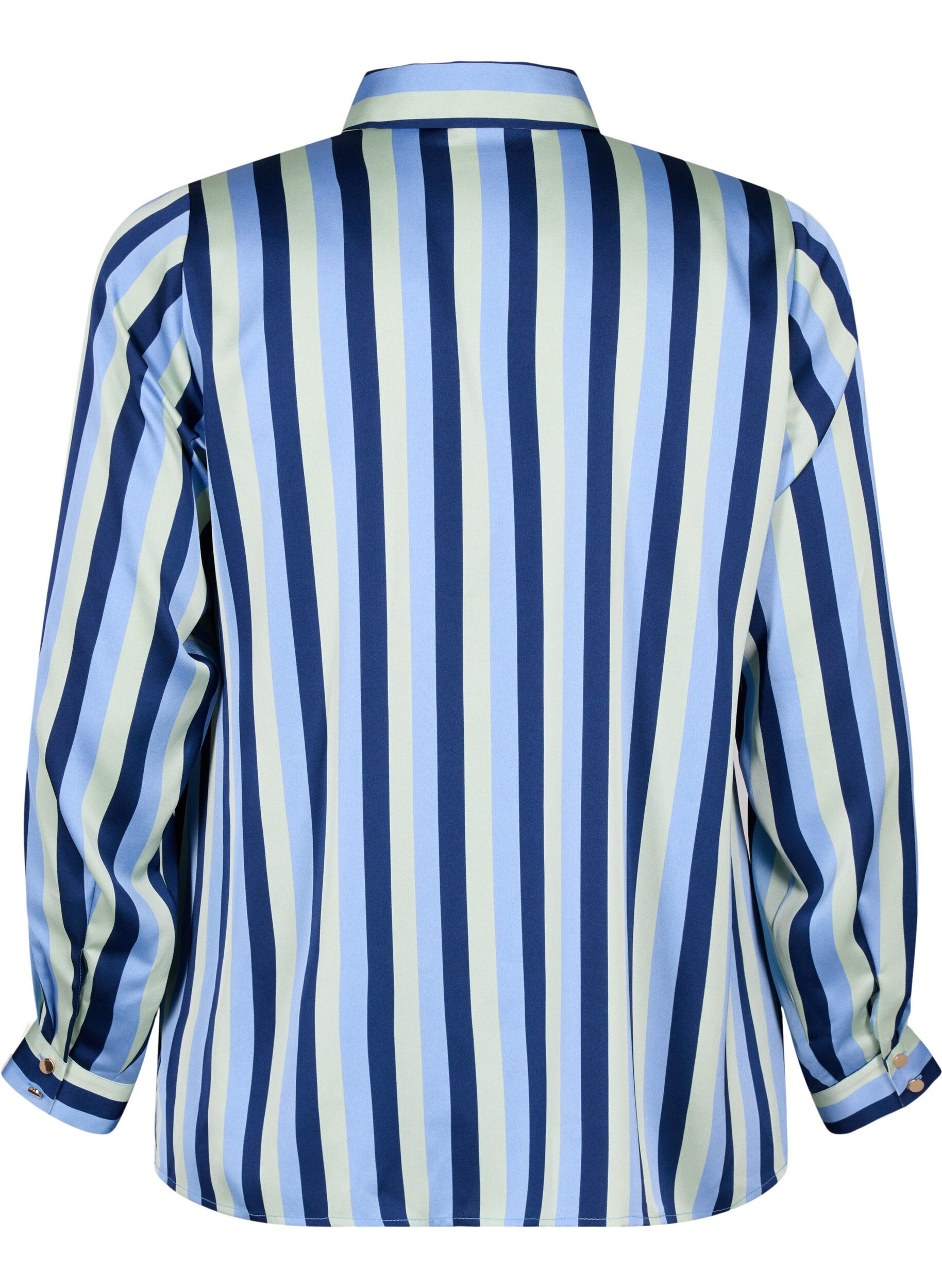 Zizzi Gestreiftes Hemd aus  Satin, Blue Stripe, Packshot image number 1
