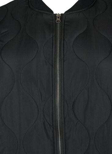 Langer gefütterter Jacke mit Taschen und Reißverschluss, Black, Packshot image number 2
