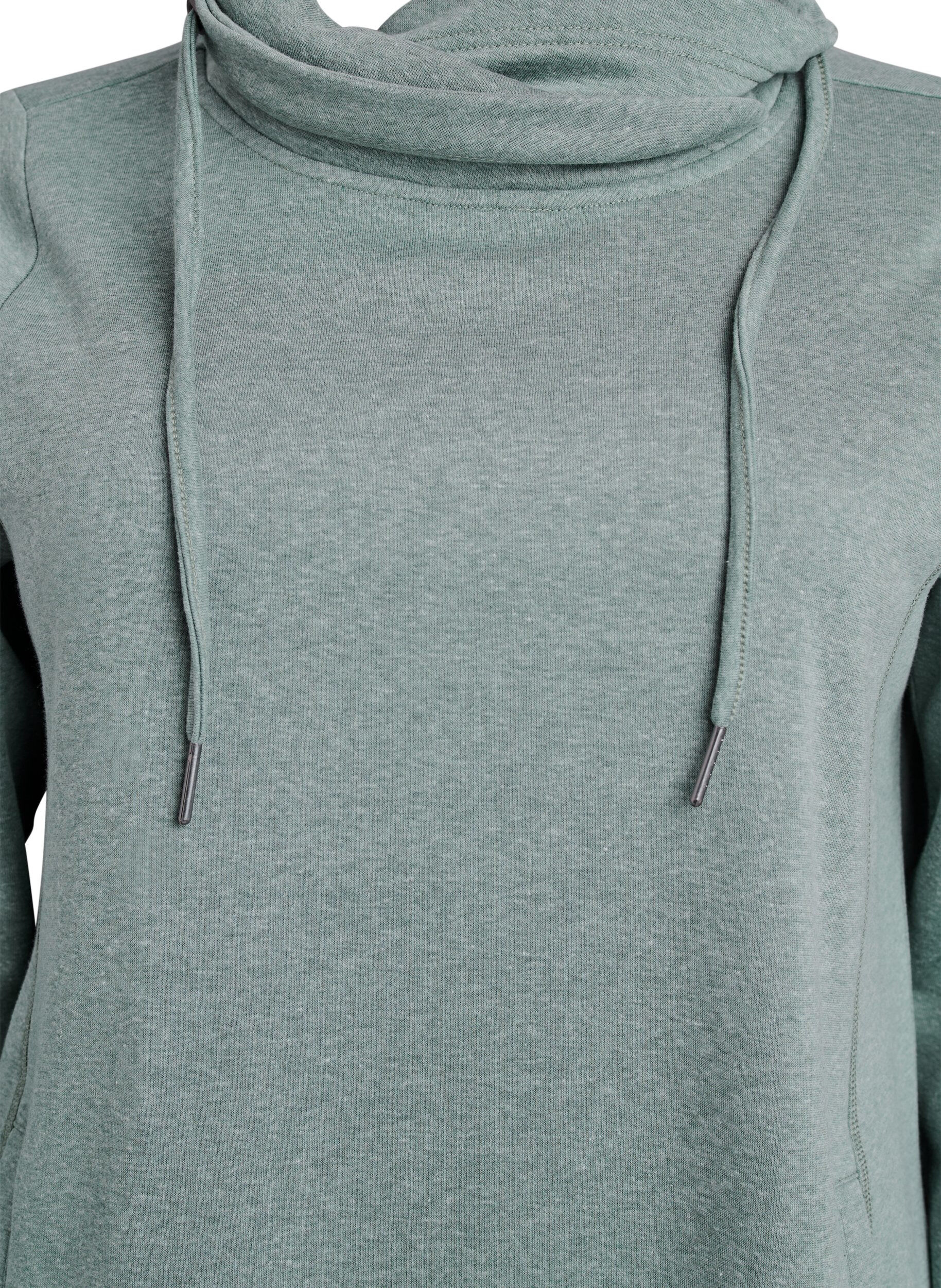 Zizzi Kurzes Sweatshirtkleid mit Stehkragen und Taschen, Gr&uuml;n, Packshot image number 2