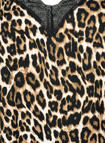 Top mit Spitze aus Viskose, Leopard, Packshot image number 2
