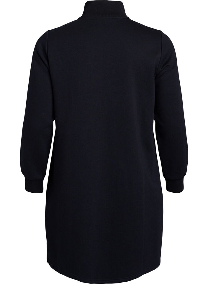 Kurzes Sweatshirtkleid mit hohem Kragen, Schwarz, Packshot image number 1