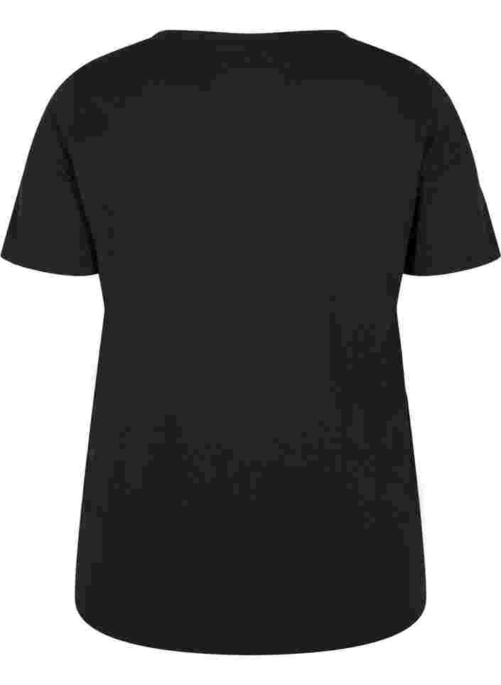 Kurzarm T-Shirt mit Print, Black BG, Packshot image number 1