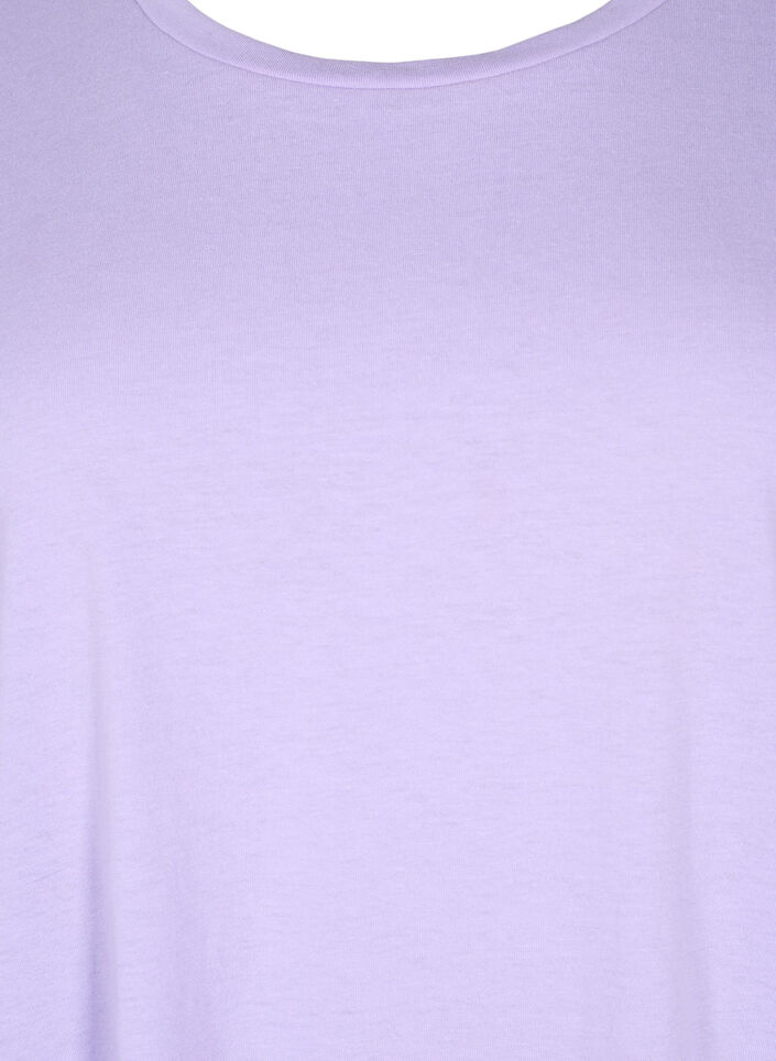 Kurz&auml;rmeliges T-Shirt aus einer Baumwollmischung, Lila, Packshot image number 2