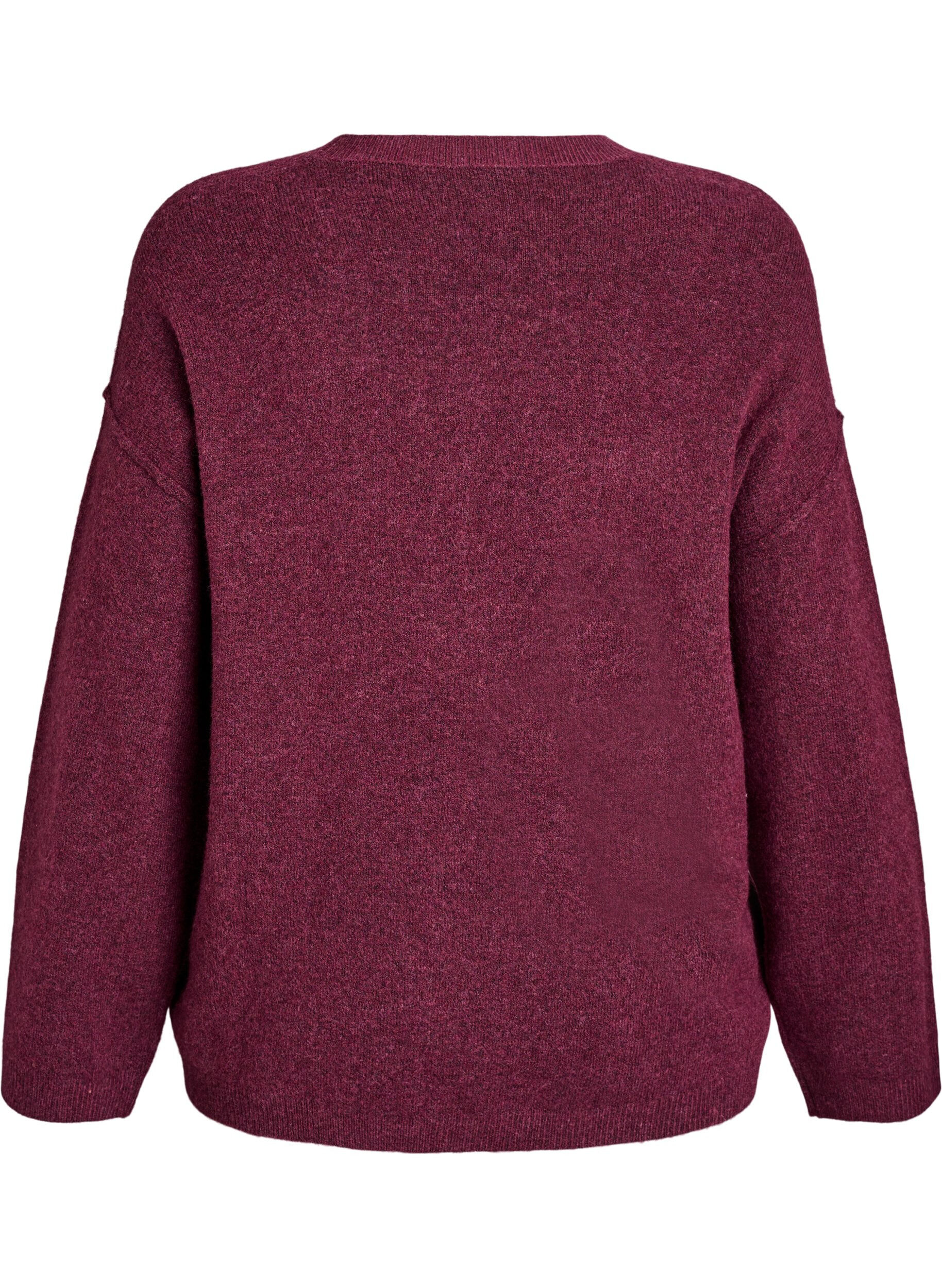 Zizzi Lockerer Strickpullover mit markanten N&auml;hten, Dunkles Bordeaux, Packshot image number 1