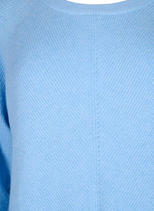 Melange-Pullover mit Seitenschlitz, Blue Bell/White Mel., Packshot image number 2