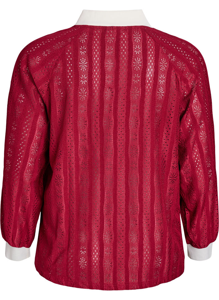 Jerseybluse mit Struktur und Kontrastdetails, Rot, Packshot image number 1