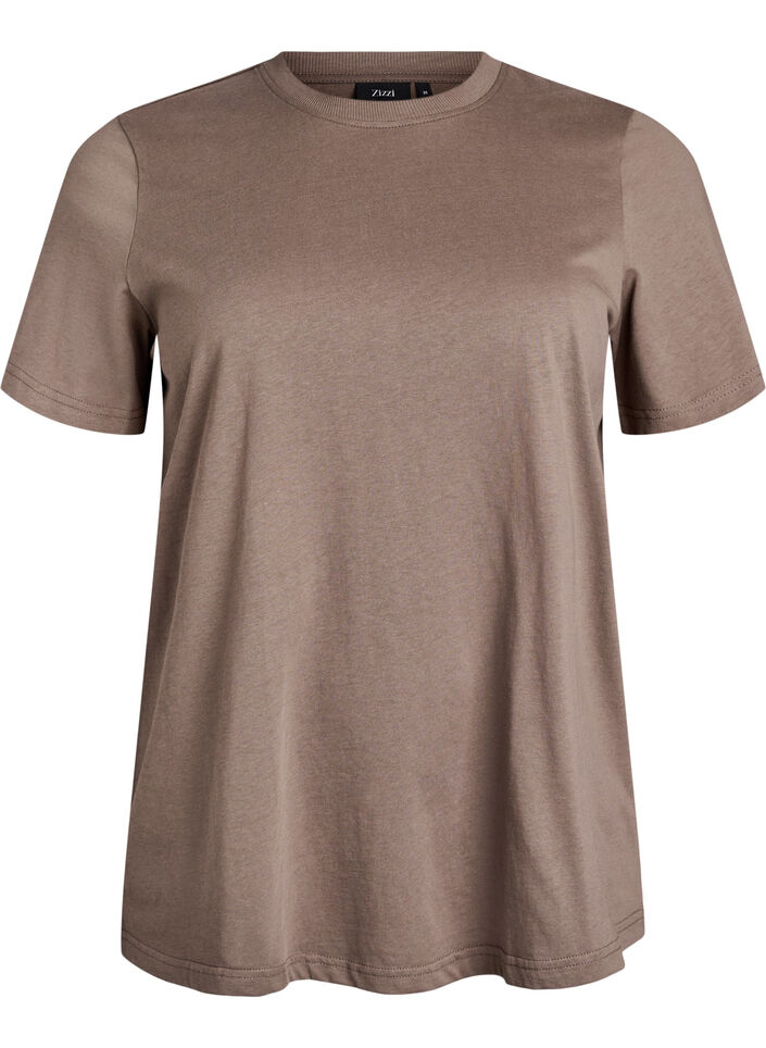 Basic T-Shirt aus Baumwolle mit Rundhalsausschnitt, Braun, Packshot image number 0