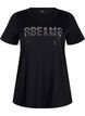 T-Shirt aus Baumwolle mit Strass-Motiv, Black w. Dream, Packshot image number 0