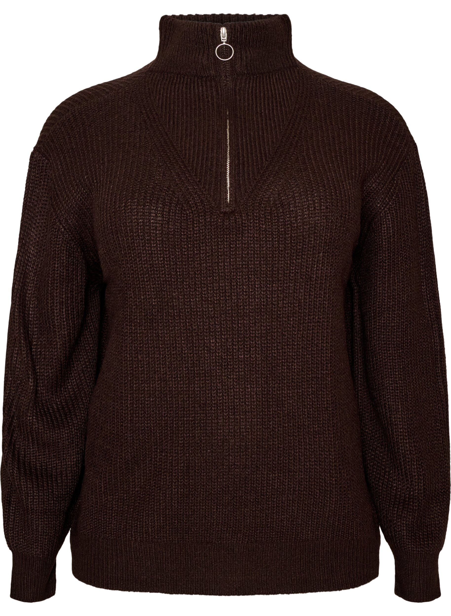 FLASH - Strickpullover mit hohem Kragen und Rei&szlig;verschluss