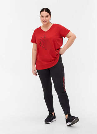 Trainings-T-Shirt aus Baumwolle mit Aufdruck, Haute Red, Model image number 3