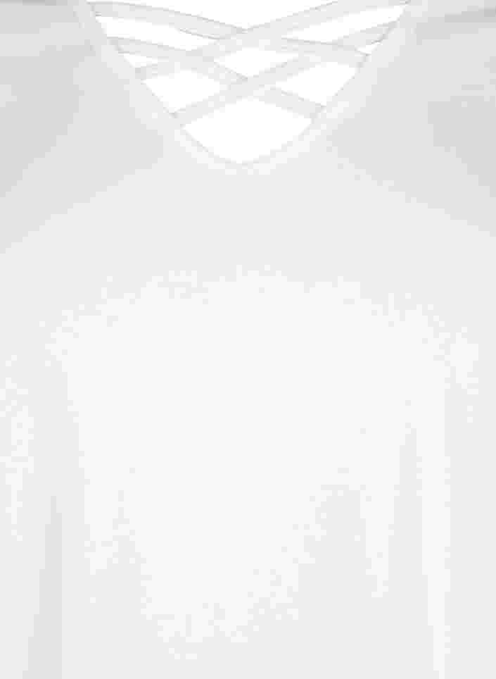 T-Shirt mit V-Ausschnitt und Kreuzdetails, Warm Off-white, Packshot image number 2