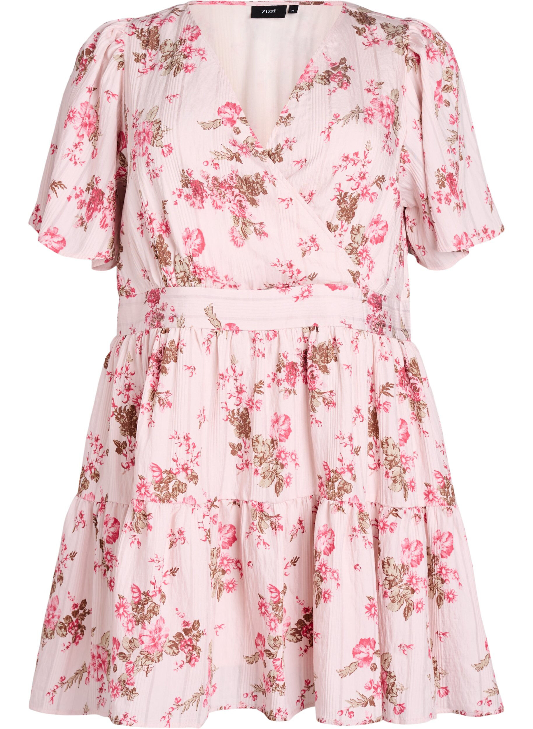 Kurzes Kleid mit Blumenprint und V-Ausschnitt